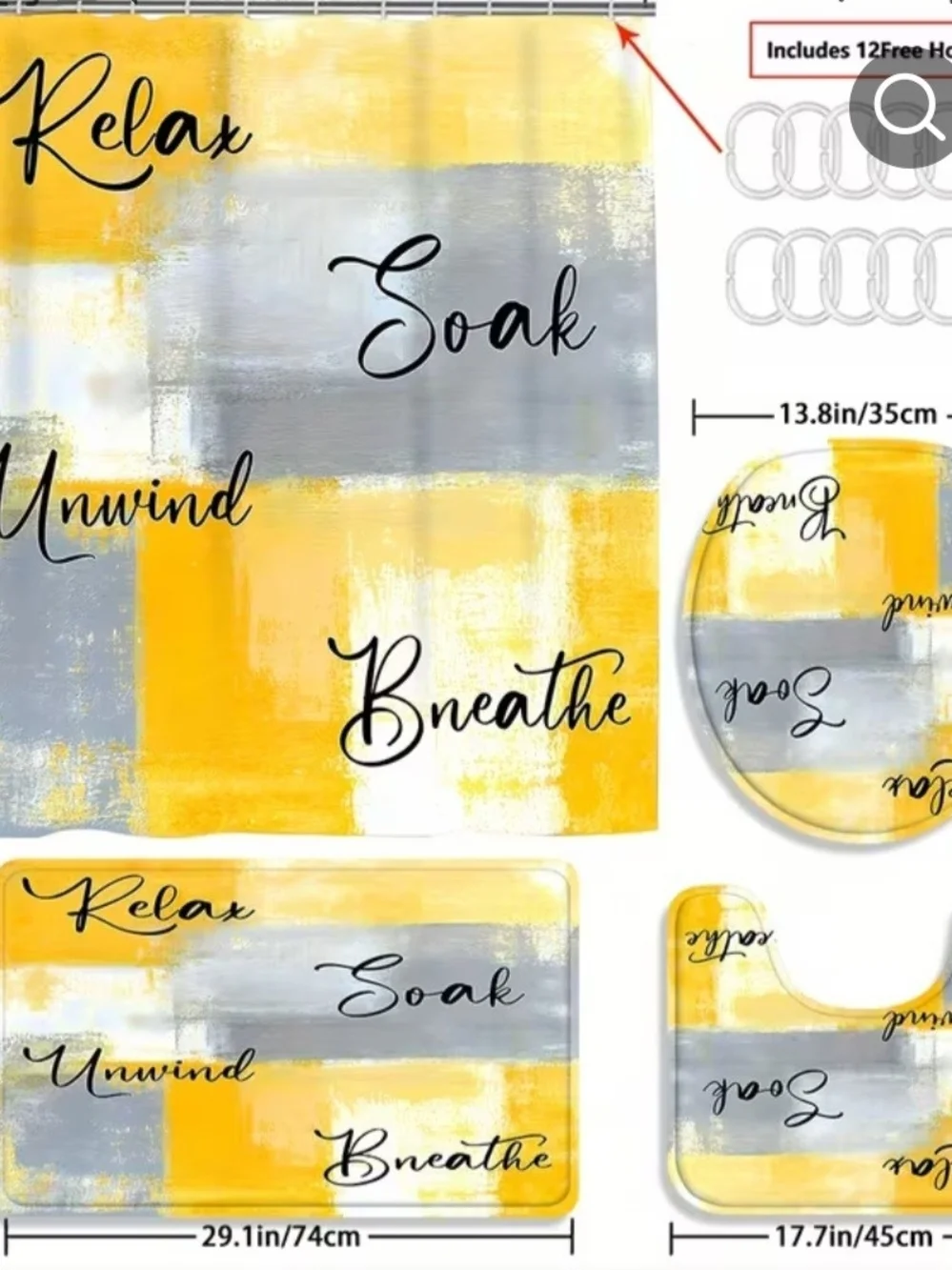 Relax Soak Breathe Yellow Gray Bath Set